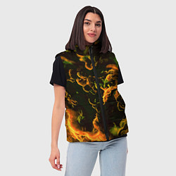 Женский жилет Жёлтое огненное пламя инферно - inferno yellow, цвет: 3D-черный — фото 2