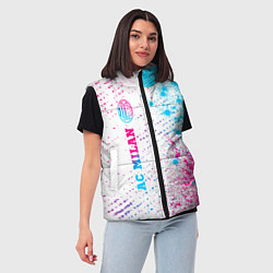 Женский жилет AC Milan neon gradient style по-вертикали, цвет: 3D-черный — фото 2