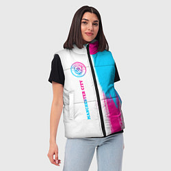 Женский жилет Manchester City neon gradient style по-вертикали, цвет: 3D-черный — фото 2