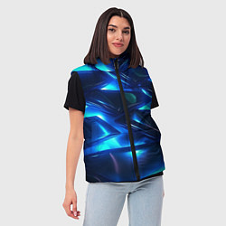 Женский жилет Синие абстрактные неоновые плиты, цвет: 3D-черный — фото 2