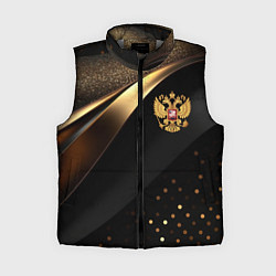 Женский жилет Золотой герб России на черно-золотой текстуре
