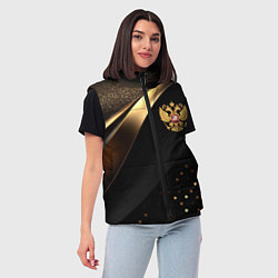 Женский жилет Золотой герб России на черно-золотой текстуре, цвет: 3D-светло-серый — фото 2