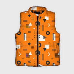 Женский жилет Геометрия в стиле мемфис на оранжевом, цвет: 3D-черный