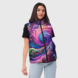 Женский жилет Абстракция, водоворот из ярких красок, цвет: 3D-светло-серый — фото 2