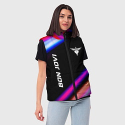 Женский жилет Bon Jovi neon rock lights, цвет: 3D-черный — фото 2