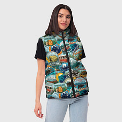 Женский жилет Adventure stickers, цвет: 3D-светло-серый — фото 2