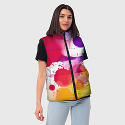 Женский жилет Яркие абстрактные акварельные кляксы - нейросеть, цвет: 3D-красный — фото 2