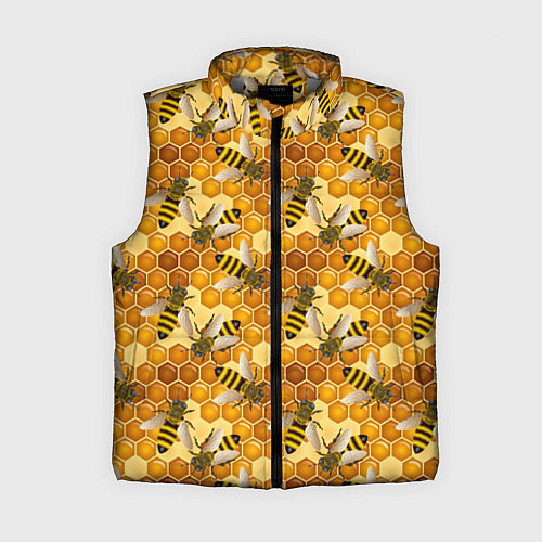 Женский жилет Соты со пчелами / 3D-Светло-серый – фото 1