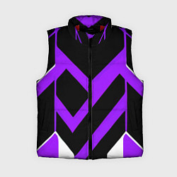 Женский жилет Фиолетово-белые полосы на чёрном фоне, цвет: 3D-красный