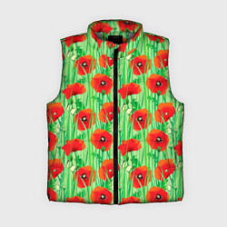 Женский жилет Маковый узор, цвет: 3D-светло-серый
