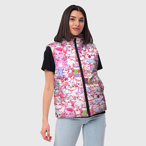 Женский жилет Стикеры вконтакте собака / 3D-Светло-серый – фото 3