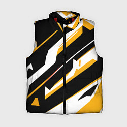 Женский жилет Жёлто-белые широкие линии на чёрном фоне, цвет: 3D-красный