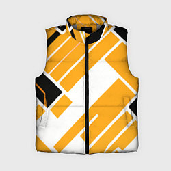 Женский жилет Жёлтые широкие линии на белом фоне, цвет: 3D-светло-серый
