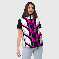 Женский жилет Чёрно-розовые полосы на белом фоне, цвет: 3D-красный — фото 2