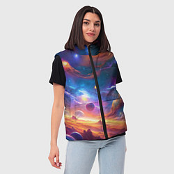 Женский жилет Космический пейзаж яркий с галактиками, цвет: 3D-светло-серый — фото 2