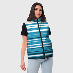 Женский жилет Бело-голубой в полоску, цвет: 3D-черный — фото 2