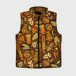 Женский жилет Африканские маски - паттерн, цвет: 3D-светло-серый