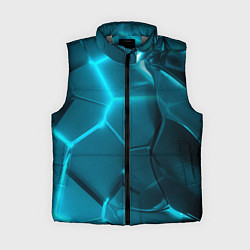 Женский жилет Неоновые холодные голубые плиты в разломе, цвет: 3D-светло-серый