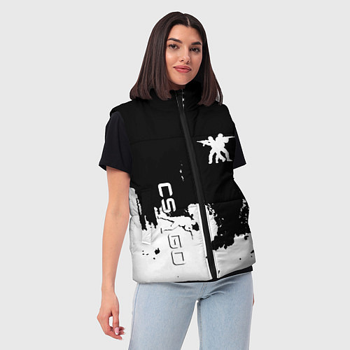 Женский жилет Контра белые лого / 3D-Светло-серый – фото 3