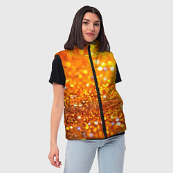 Женский жилет Оранжевые и желтые блестяшки боке, цвет: 3D-черный — фото 2