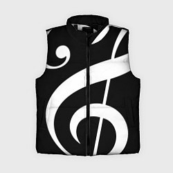 Женский жилет Скрипичный и басовый ключи - белые на чёрном, цвет: 3D-черный