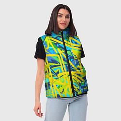 Женский жилет Желто-зеленое граффити, цвет: 3D-черный — фото 2