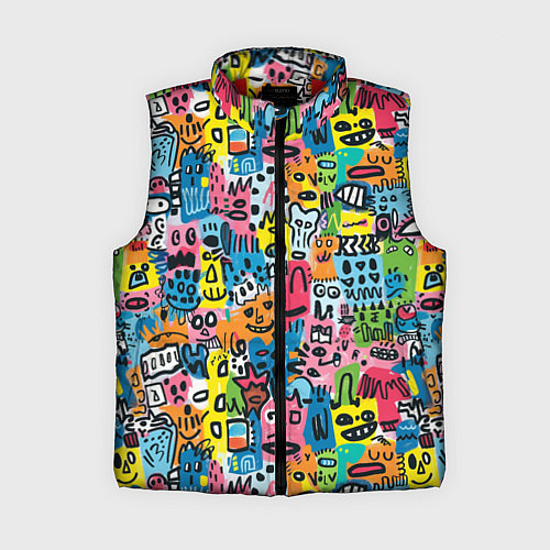 Женский жилет Весёлые лица абстрактные / 3D-Красный – фото 1