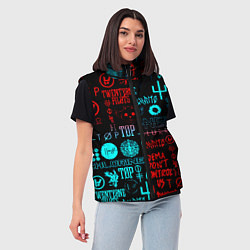 Женский жилет Twenty one pilots pattern music, цвет: 3D-светло-серый — фото 2