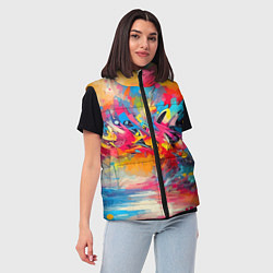 Женский жилет Красочная абстракция - импрессионизм, цвет: 3D-красный — фото 2