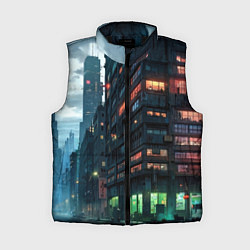 Женский жилет Вечерня улица в неоновых лучах, цвет: 3D-черный