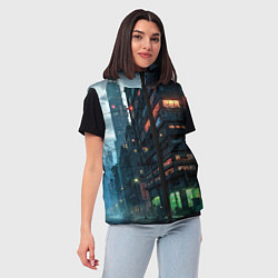 Женский жилет Вечерня улица в неоновых лучах, цвет: 3D-черный — фото 2