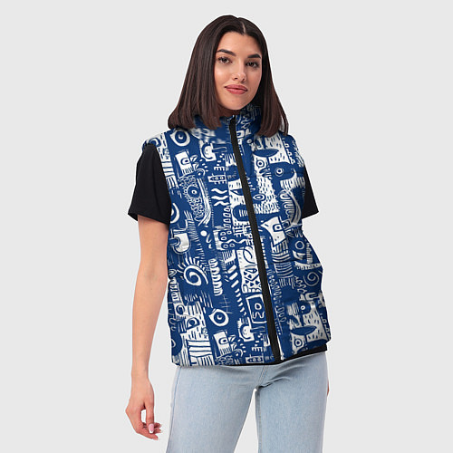 Женский жилет Маски туземные абстракция / 3D-Светло-серый – фото 3