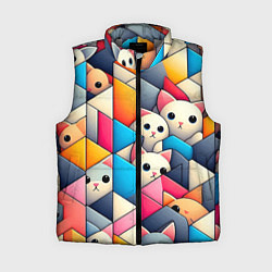 Женский жилет Geometric pattern with kittens - ai art, цвет: 3D-светло-серый