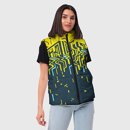 Женский жилет Яркий абстрактный геометрический рисунок для спорт / 3D-Светло-серый – фото 3