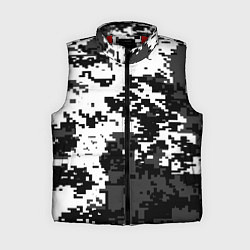 Женский жилет Камуфляжные пиксели чёрно белый, цвет: 3D-красный