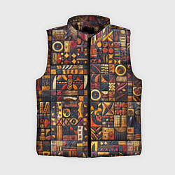 Женский жилет Африканский орнамент - резьба по дереву, цвет: 3D-черный