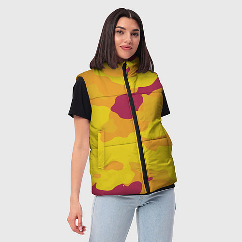 Женский жилет Камуфляж золото текстура / 3D-Светло-серый – фото 3