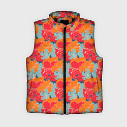 Женский жилет Красные синие оранжевые лилии, цвет: 3D-черный