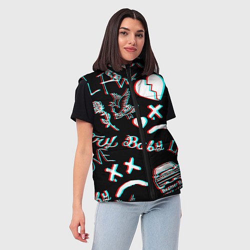 Женский жилет Lil Peep logo glitch / 3D-Светло-серый – фото 3