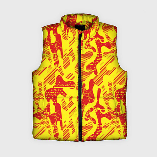 Женский жилет Абстракция красный рисунок на желтом фоне / 3D-Красный – фото 1