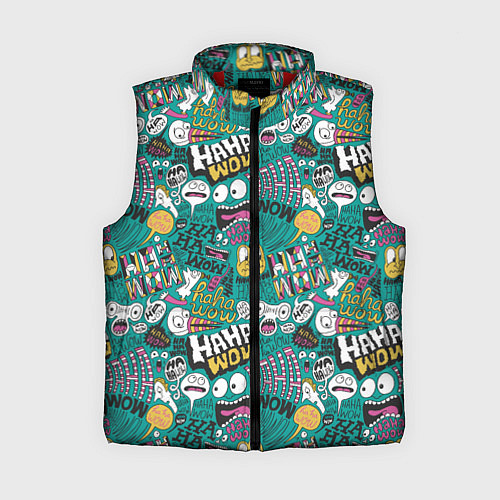 Женский жилет Ха-ха ничего себе - паттерн с рожицами / 3D-Красный – фото 1
