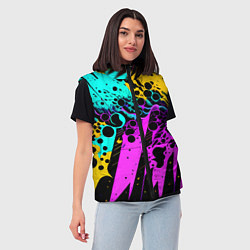 Женский жилет Разноцветная неоновая абстракция - нейроарт, цвет: 3D-красный — фото 2