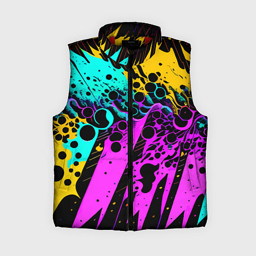 Женский жилет Разноцветная неоновая абстракция - нейроарт / 3D-Красный – фото 1