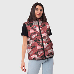 Женский жилет Полный придурок - паттерн с надписями, цвет: 3D-черный — фото 2