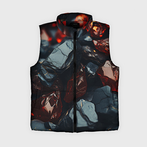 Женский жилет Темные блестящие абстрактные камни / 3D-Красный – фото 1