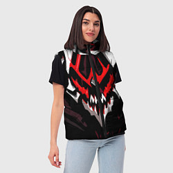 Женский жилет Абстрактное красное лицо монстра, цвет: 3D-черный — фото 2