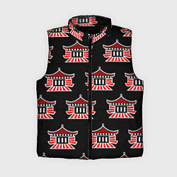 Женский жилет Буддистские символы - японские атрибуты, цвет: 3D-черный