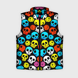 Женский жилет Прикольный цветной паттерн из черепков - нейроарт, цвет: 3D-черный