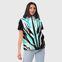 Женский жилет Чёрно-голубая абстракция на белом фоне, цвет: 3D-светло-серый — фото 2