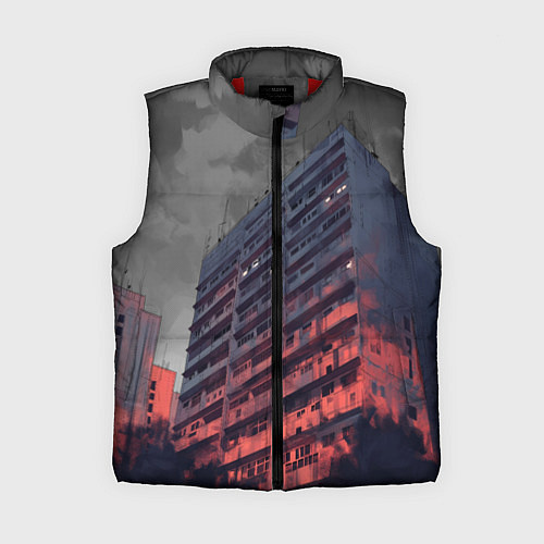 Женский жилет Сумрачный спальный район / 3D-Красный – фото 1